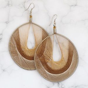 Large Brown Ombré Thread Earring